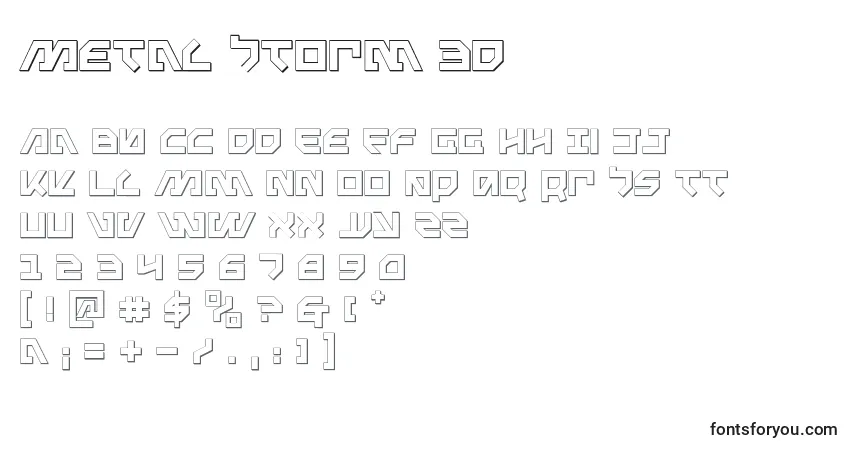 Schriftart Metal Storm 3D – Alphabet, Zahlen, spezielle Symbole