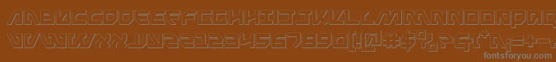 Metal Storm 3D-fontti – harmaat kirjasimet ruskealla taustalla