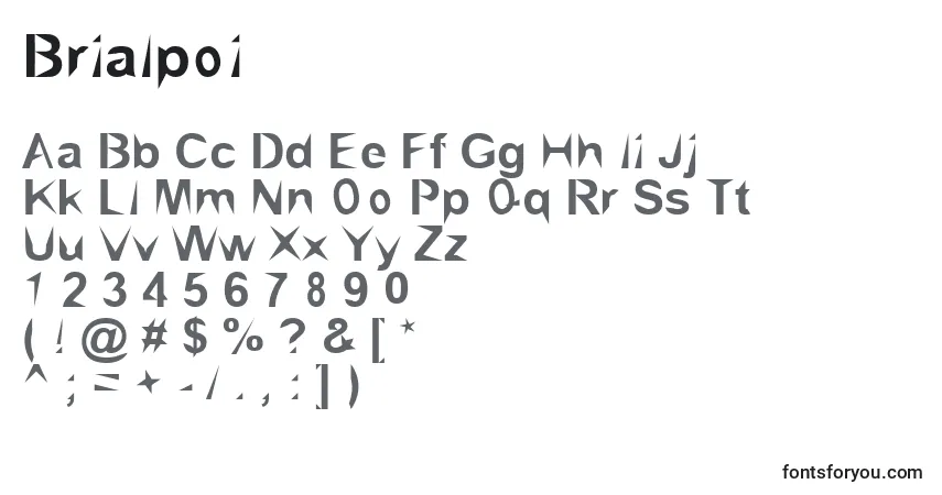 Schriftart Brialpoi – Alphabet, Zahlen, spezielle Symbole