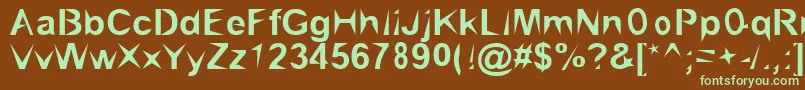 フォントBrialpoi – 緑色の文字が茶色の背景にあります。