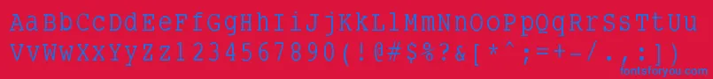 Smalltypewriting Font – Blue Fonts on Red Background