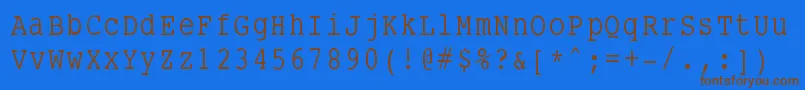 Smalltypewritingフォントについての詳細 フォントSmalltypewriting – 茶色の文字が青い背景にあります。