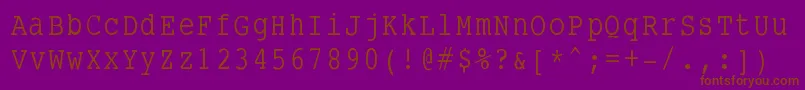 フォントSmalltypewriting – 紫色の背景に茶色のフォント