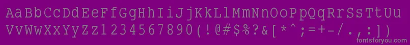 フォントSmalltypewriting – 紫の背景に灰色の文字