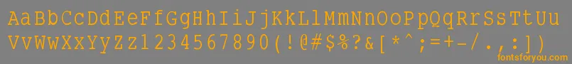 Smalltypewriting-Schriftart – Orangefarbene Schriften auf grauem Hintergrund