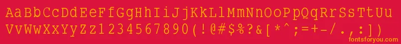 Fonte Smalltypewriting – fontes laranjas em um fundo vermelho