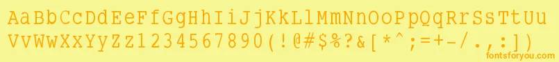 Fonte Smalltypewriting – fontes laranjas em um fundo amarelo