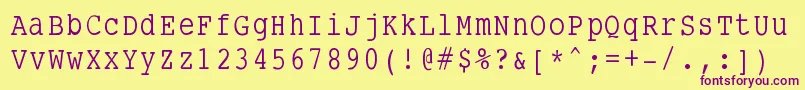 Czcionka Smalltypewriting – fioletowe czcionki na żółtym tle