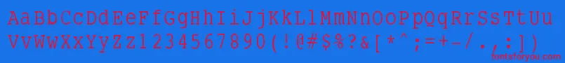 フォントSmalltypewriting – 赤い文字の青い背景