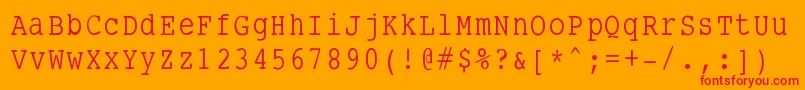 Smalltypewriting Font – Red Fonts on Orange Background
