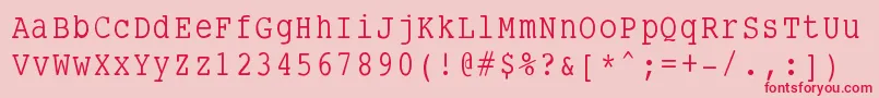 Fonte Smalltypewriting – fontes vermelhas em um fundo rosa