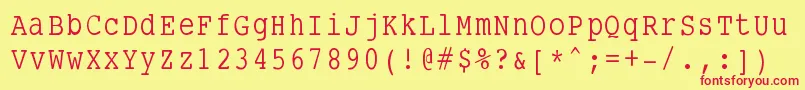 Smalltypewriting Font – Red Fonts on Yellow Background