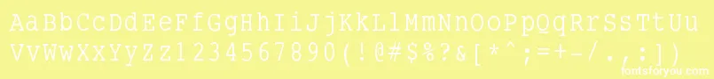 Smalltypewriting-Schriftart – Weiße Schriften auf gelbem Hintergrund