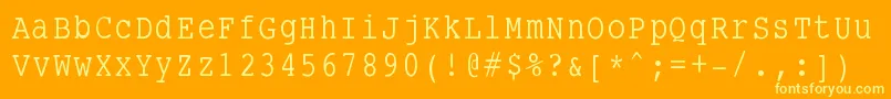 Smalltypewriting Font – Yellow Fonts on Orange Background