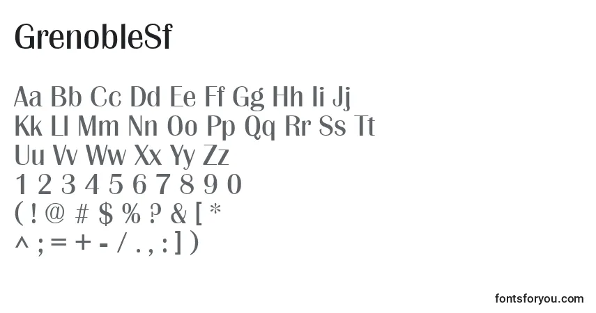 Fuente GrenobleSf - alfabeto, números, caracteres especiales