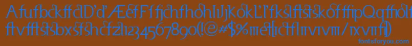 Useneta-fontti – siniset fontit ruskealla taustalla