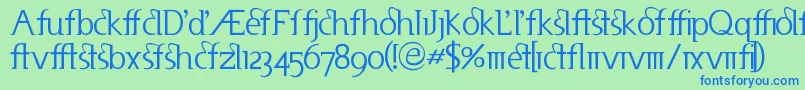 Useneta Font – Blue Fonts on Green Background