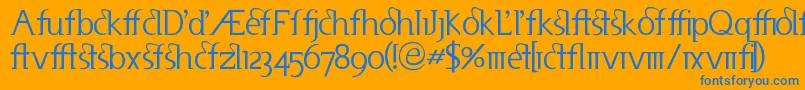Useneta-fontti – siniset fontit oranssilla taustalla