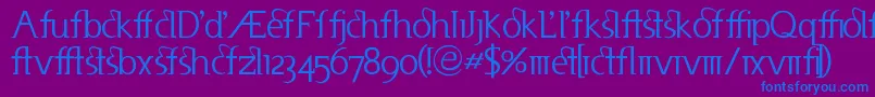 Useneta-Schriftart – Blaue Schriften auf violettem Hintergrund