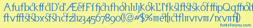 Useneta-fontti – siniset fontit keltaisella taustalla
