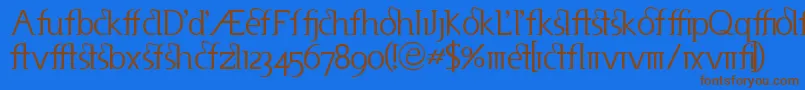 Useneta-Schriftart – Braune Schriften auf blauem Hintergrund