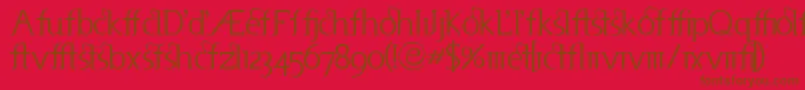 Useneta-fontti – ruskeat fontit punaisella taustalla