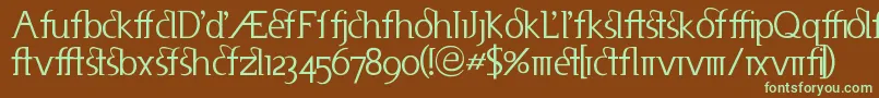 Useneta-fontti – vihreät fontit ruskealla taustalla