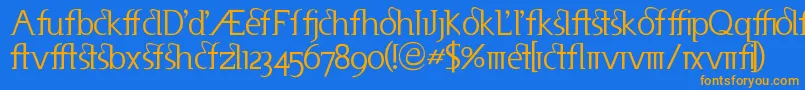 Useneta Font – Orange Fonts on Blue Background