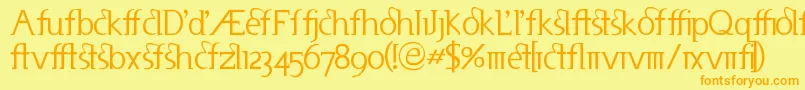 Useneta-fontti – oranssit fontit keltaisella taustalla