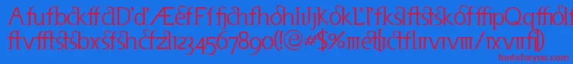 Useneta-Schriftart – Rote Schriften auf blauem Hintergrund