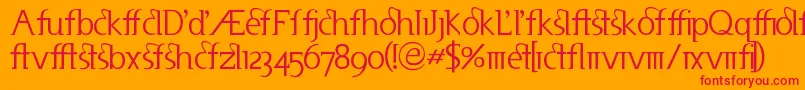 Useneta-Schriftart – Rote Schriften auf orangefarbenem Hintergrund