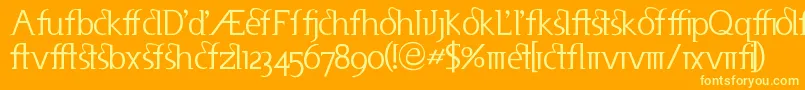 Useneta-Schriftart – Gelbe Schriften auf orangefarbenem Hintergrund