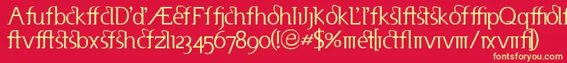 Useneta-fontti – keltaiset fontit punaisella taustalla