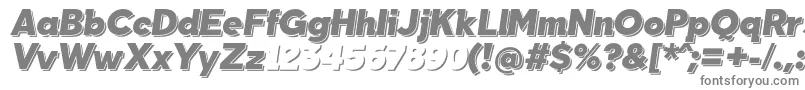 TabarraShadowItalicFfp-fontti – harmaat kirjasimet valkoisella taustalla