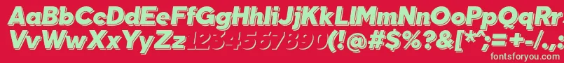 フォントTabarraShadowItalicFfp – 赤い背景に緑の文字