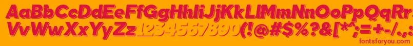 TabarraShadowItalicFfp Font – Red Fonts on Orange Background