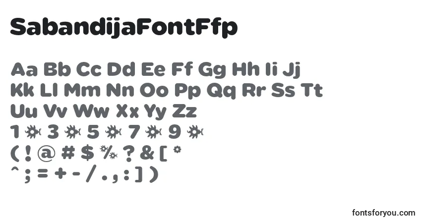 A fonte SabandijaFontFfp – alfabeto, números, caracteres especiais
