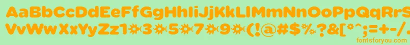 フォントSabandijaFontFfp – オレンジの文字が緑の背景にあります。