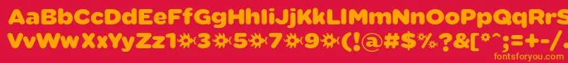 フォントSabandijaFontFfp – 赤い背景にオレンジの文字