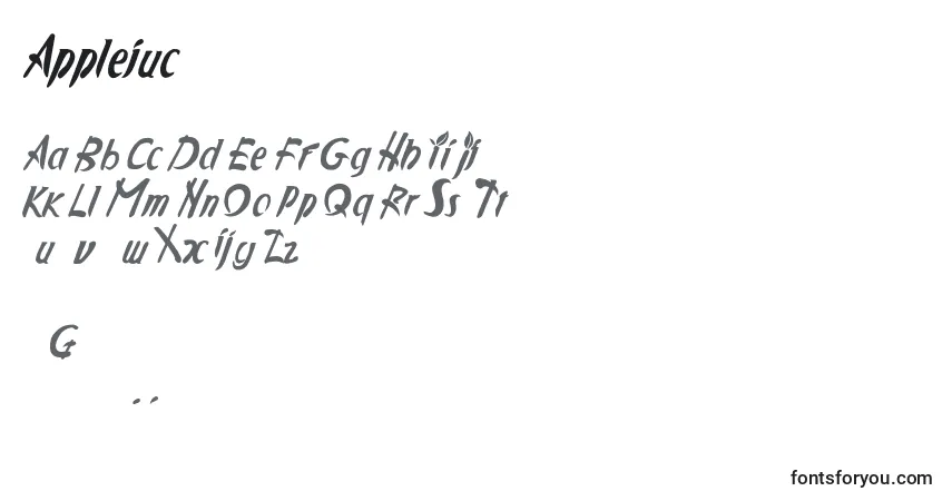 Schriftart Applejuc – Alphabet, Zahlen, spezielle Symbole
