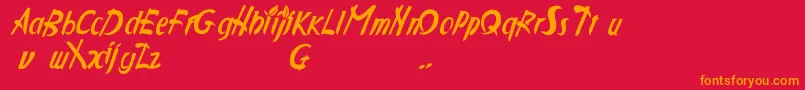 Applejuc-Schriftart – Orangefarbene Schriften auf rotem Hintergrund