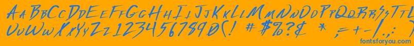 VeckerBold Font – Blue Fonts on Orange Background