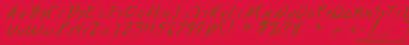 VeckerBold-Schriftart – Braune Schriften auf rotem Hintergrund