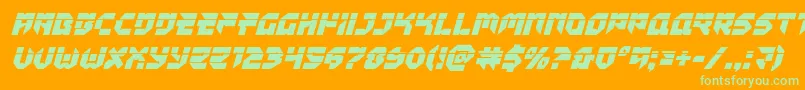 Tokyodrifterlaserital-Schriftart – Grüne Schriften auf orangefarbenem Hintergrund