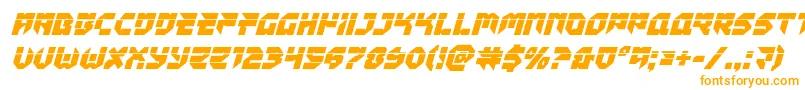 Tokyodrifterlaserital-Schriftart – Orangefarbene Schriften auf weißem Hintergrund