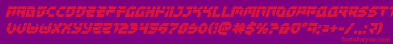 Tokyodrifterlaserital-Schriftart – Rote Schriften auf violettem Hintergrund