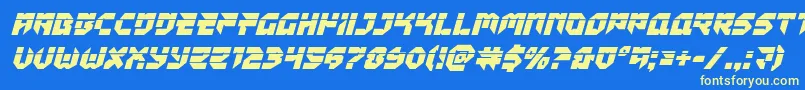 Tokyodrifterlaserital Font – Yellow Fonts on Blue Background