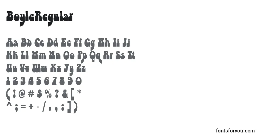 Czcionka BoyleRegular – alfabet, cyfry, specjalne znaki