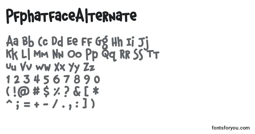 Czcionka PfphatfaceAlternate – alfabet, cyfry, specjalne znaki