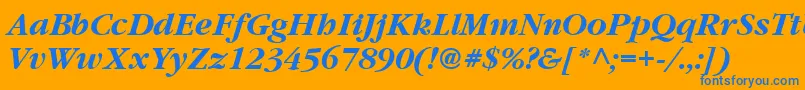 Шрифт Vaniel3BoldItalic – синие шрифты на оранжевом фоне